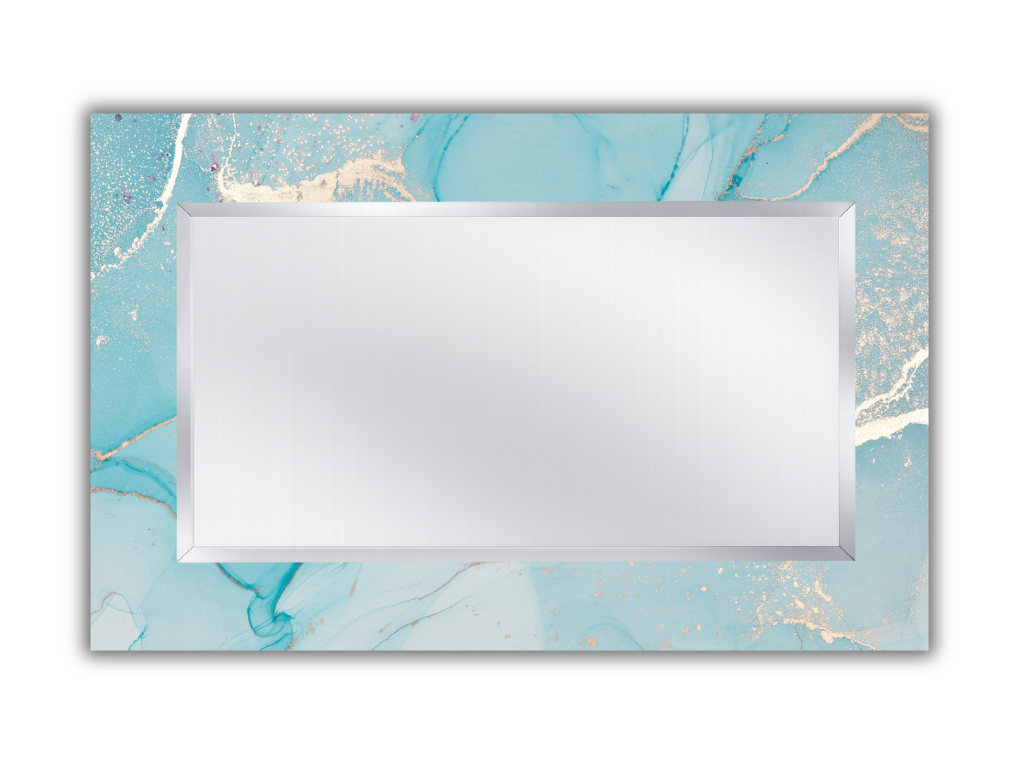 Dekoratif Mermer Desenli Ayna - Modern Tasarım Ayna - Banyo Aynası - Minimalist Ayna