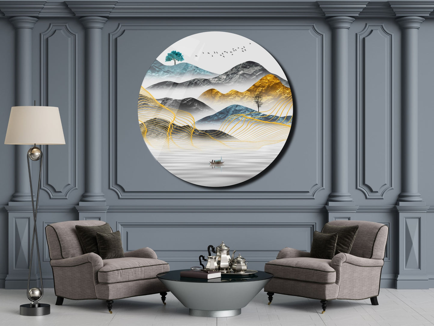 Modern Minimalist Duvar Tablosu - Manzara Cam Tablo