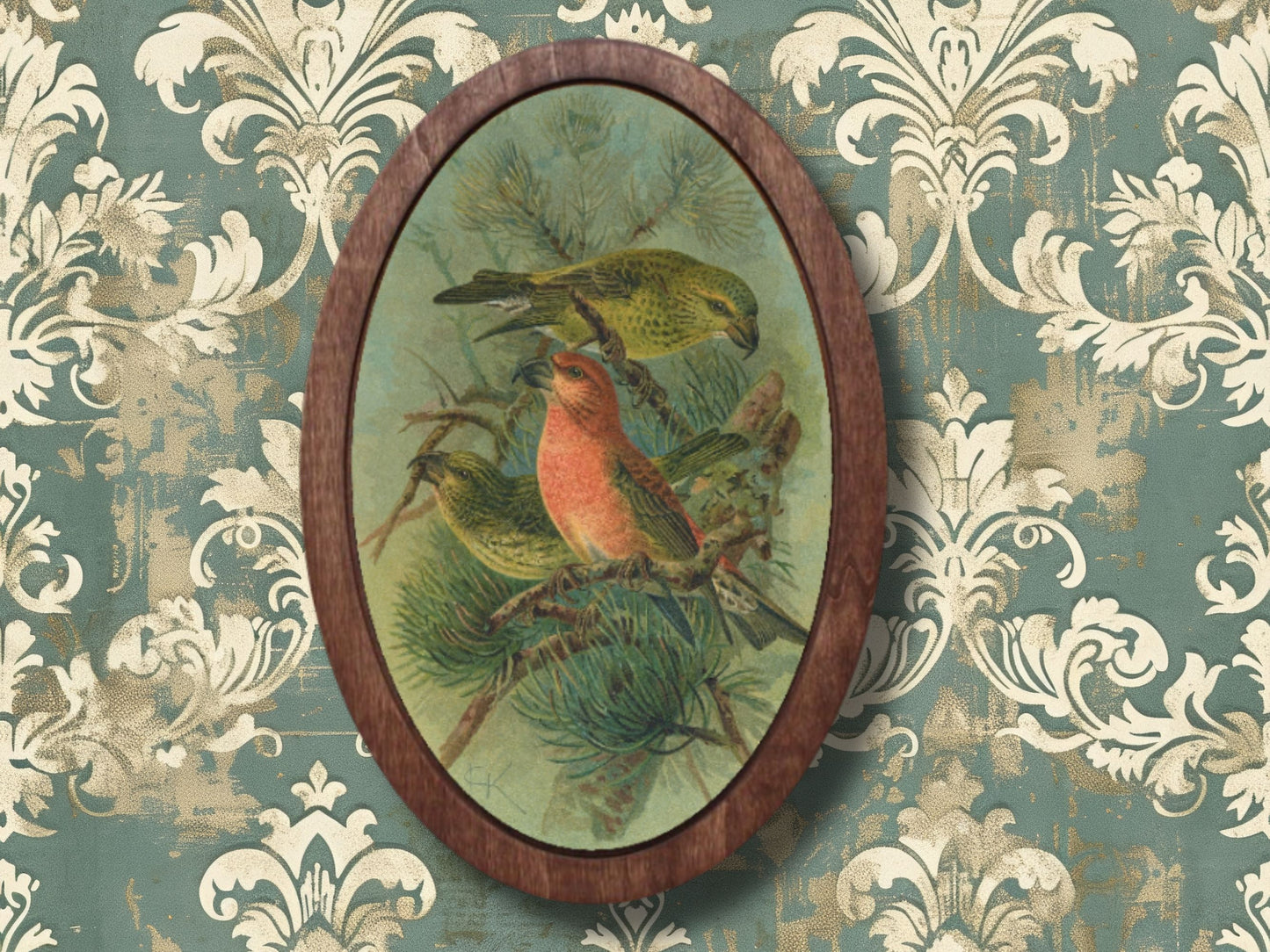 Vintage & Doğa Temalı Oval Duvar Dekoru – Ahşap Duvar Tablosu - Dekoratif Tablo