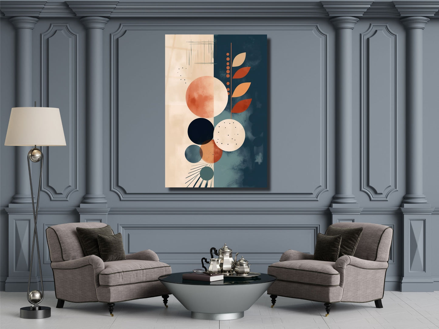 Minimalist Geometrik Desenli Cam Tablo – Modern Soyut Duvar Dekoru