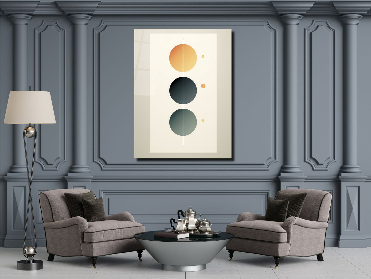 Modern Minimal Cam Tablo – Geometrik Soyut Duvar Dekoru