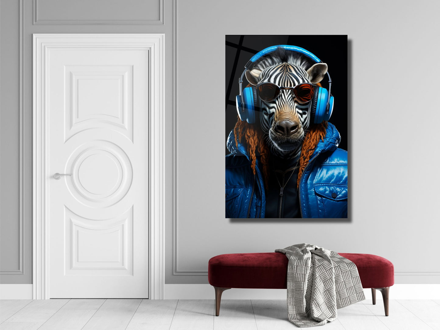 Pop Art Zebra Tasarımlı Cam Tablo - Dekoratif Tablo - Modern Ev ve Ofis Dekoru