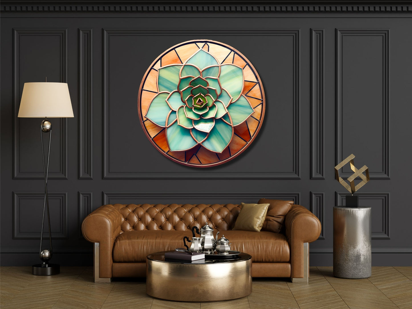 Lotus Vitray Cam Tablo - Ev ve Ofis Duvar Dekoru