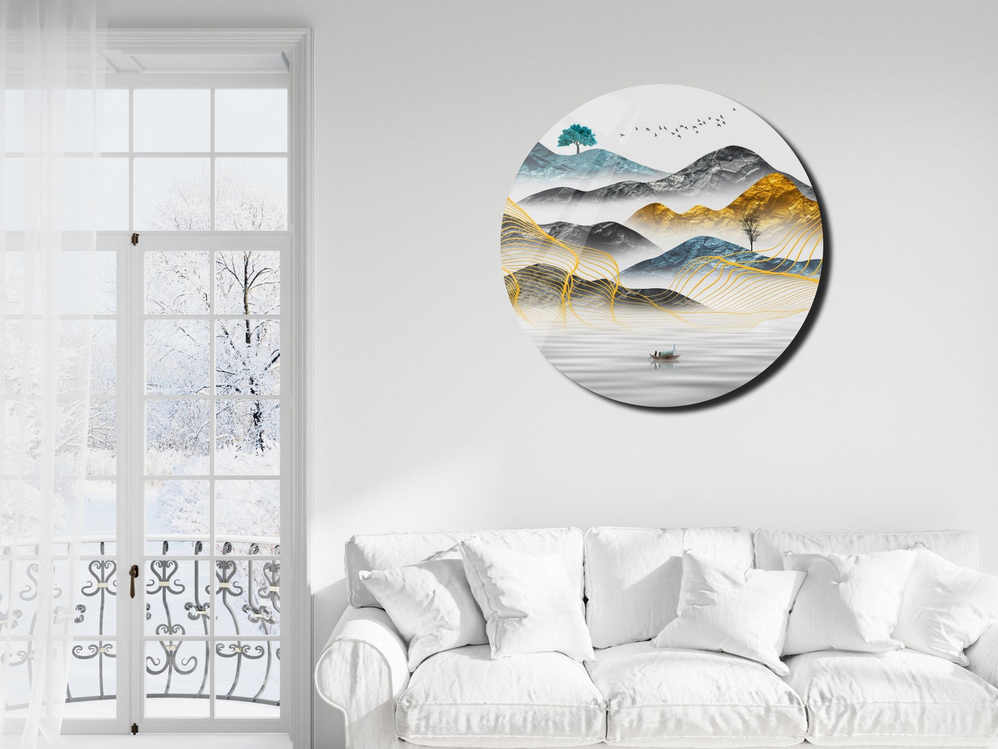 Modern Minimalist Duvar Tablosu - Manzara Cam Tablo