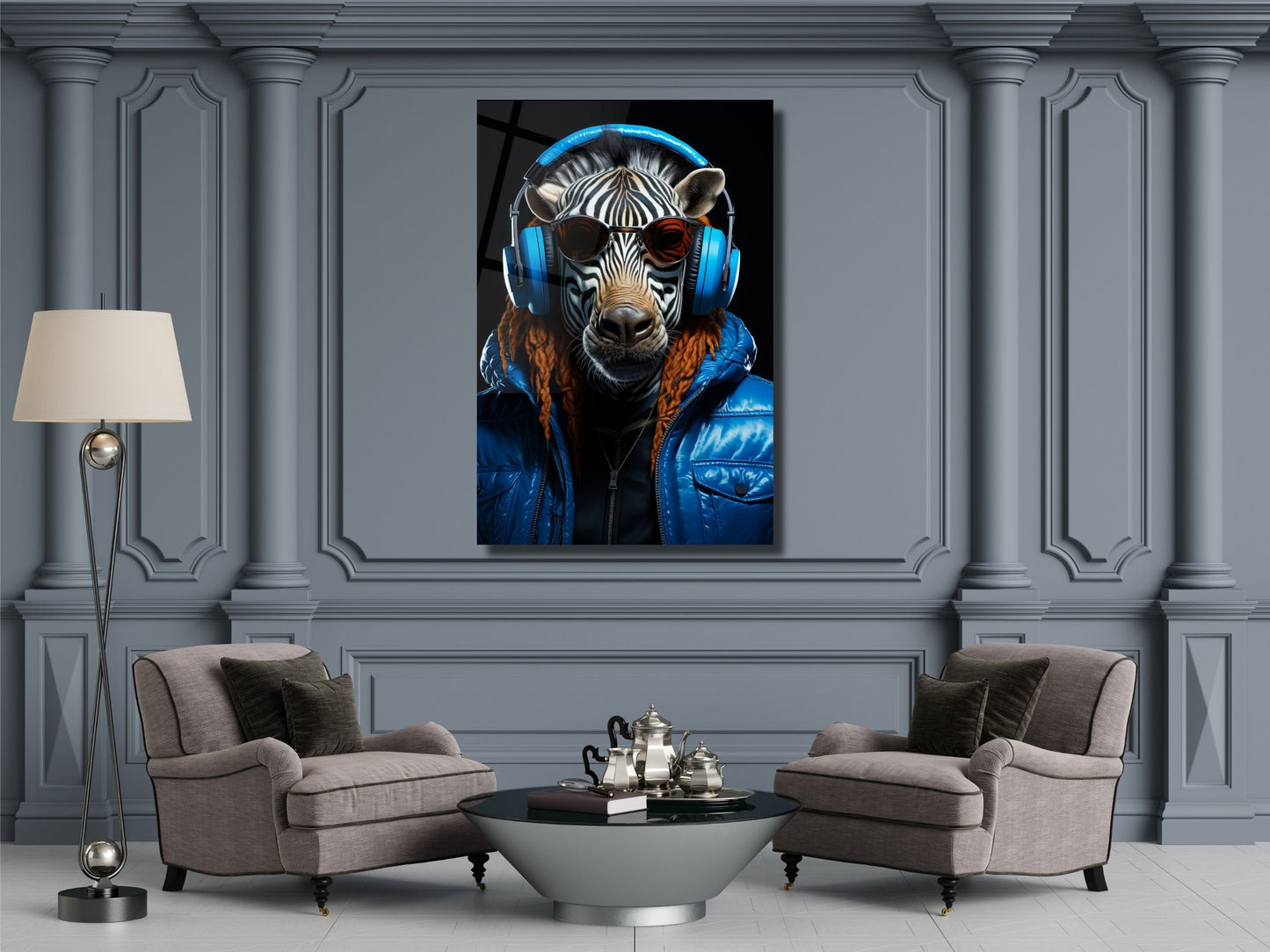 Pop Art Zebra Tasarımlı Cam Tablo - Dekoratif Tablo - Modern Ev ve Ofis Dekoru
