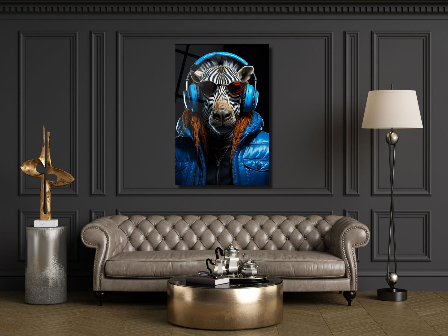 Pop Art Zebra Tasarımlı Cam Tablo - Dekoratif Tablo - Modern Ev ve Ofis Dekoru