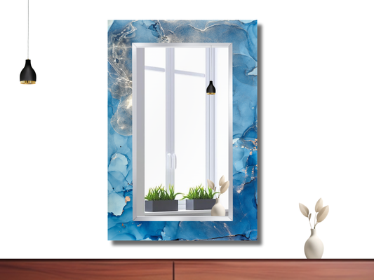 Dekoratif Mermer Desenli Ayna - Modern Tasarım Ayna - Antre&Banyo Aynası