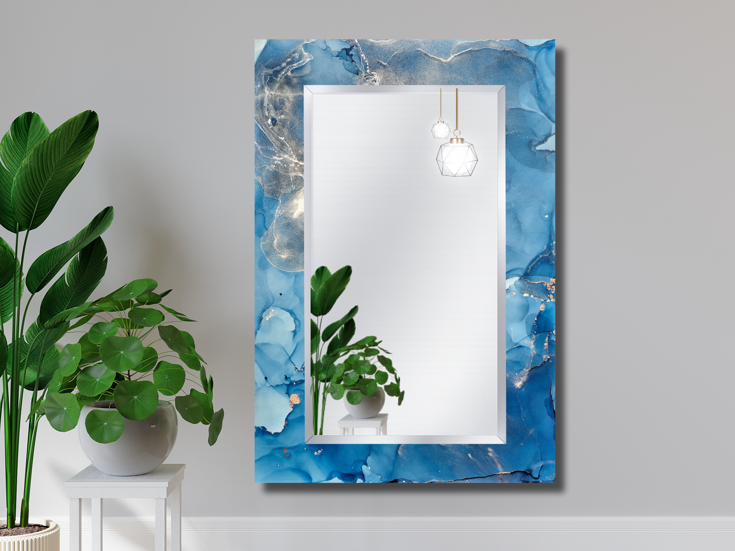 Dekoratif Mermer Desenli Ayna - Modern Tasarım Ayna - Antre&Banyo Aynası