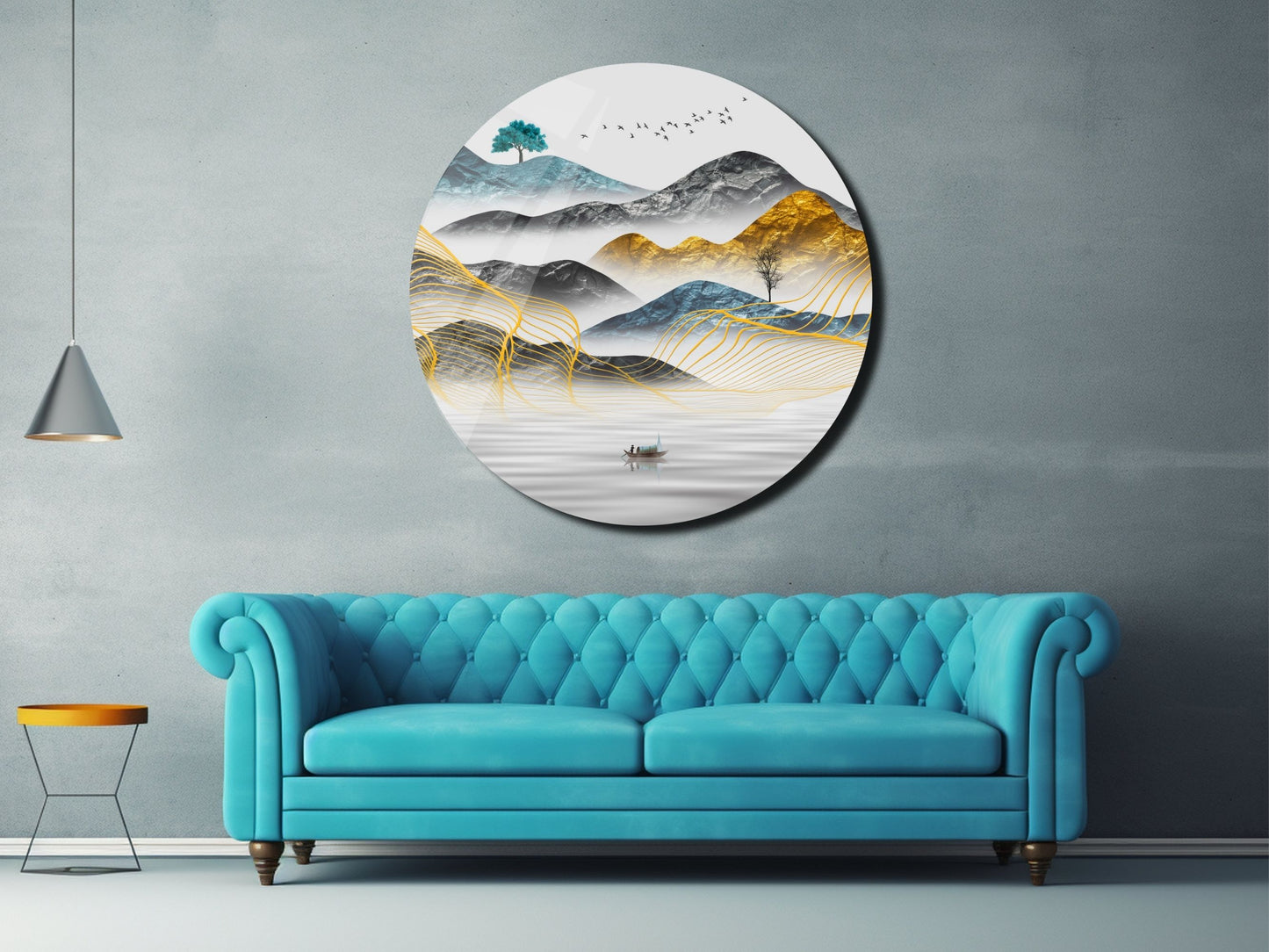 Modern Minimalist Duvar Tablosu - Manzara Cam Tablo