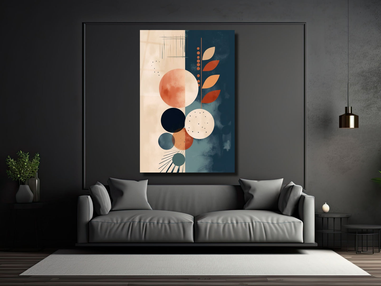 Minimalist Geometrik Desenli Cam Tablo – Modern Soyut Duvar Dekoru