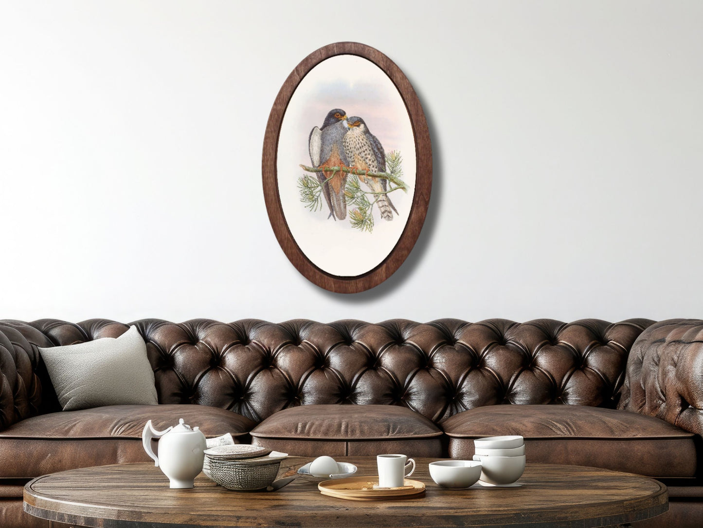 Vintage Stil Oval Duvar Dekoru – Doğal Ahşap Duvar Tablosu - Dekoratif Tablo