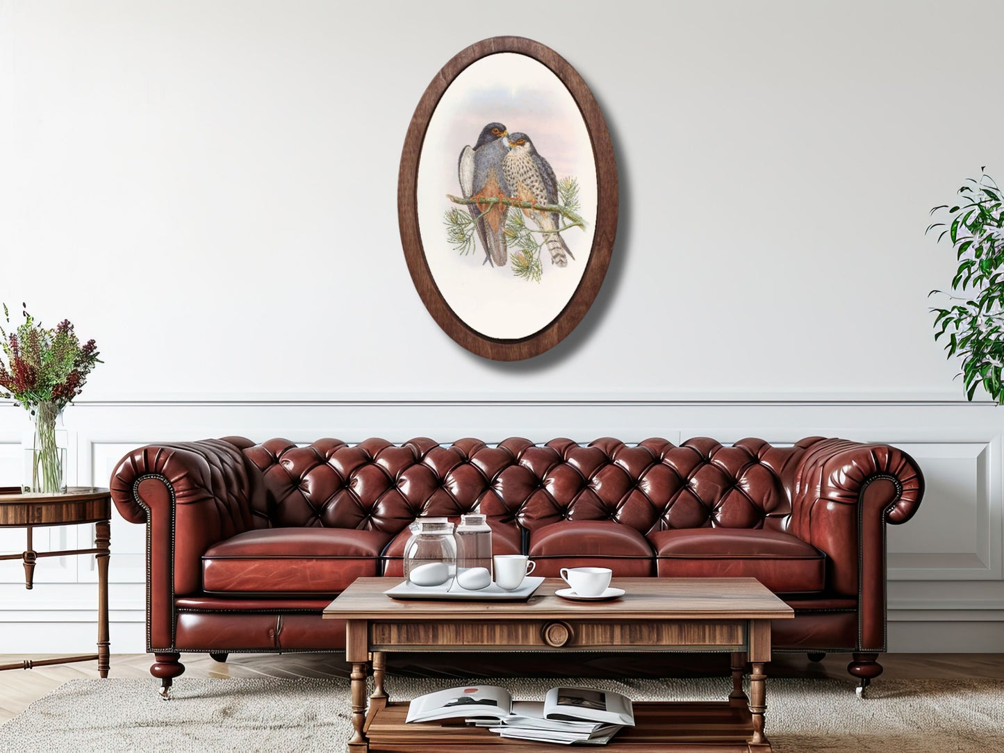 Vintage Stil Oval Duvar Dekoru – Doğal Ahşap Duvar Tablosu - Dekoratif Tablo