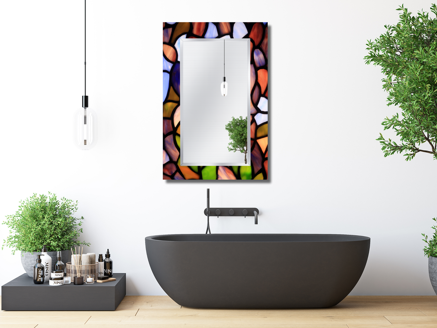 Vitray Desenli Ayna - Dekoratif Ayna - Boy Aynası - Modern Ev Dekorasyonu