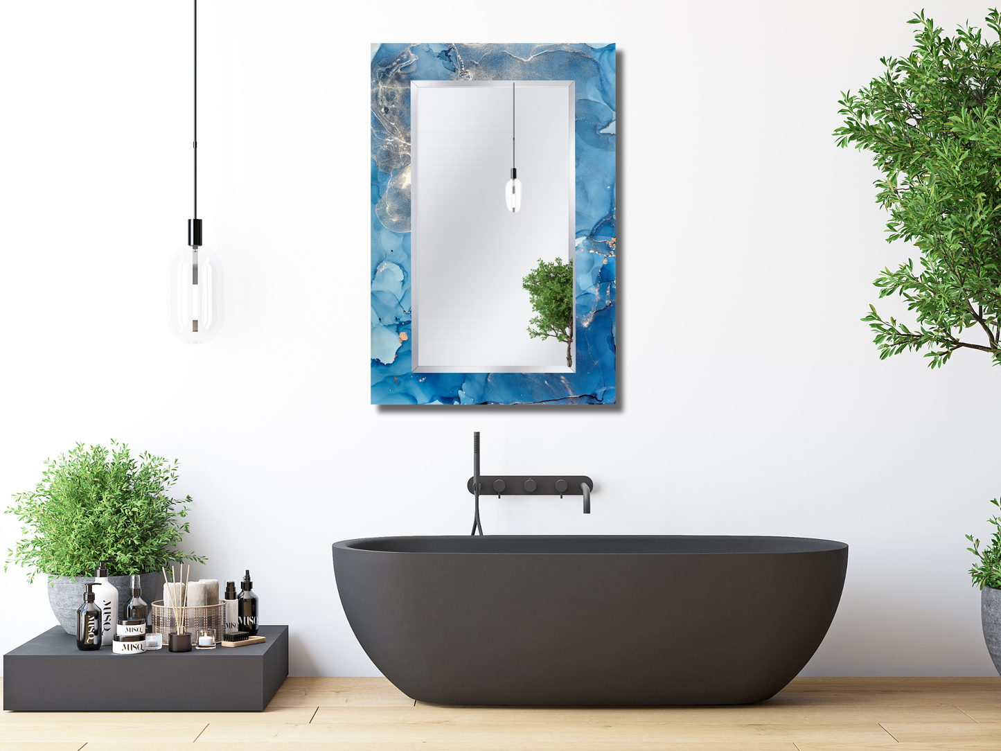 Dekoratif Mermer Desenli Ayna - Modern Tasarım Ayna - Antre&Banyo Aynası