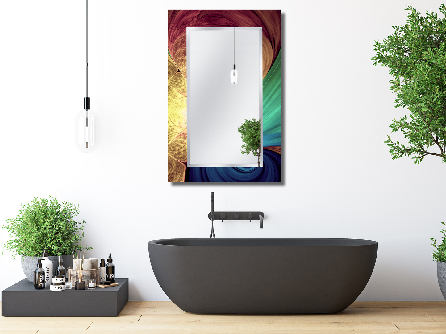 Soyut Desenli Ayna - Modern Tasarım Boy Aynası - Banyo Aynası - Ev ve Ofis Duvar Dekoru