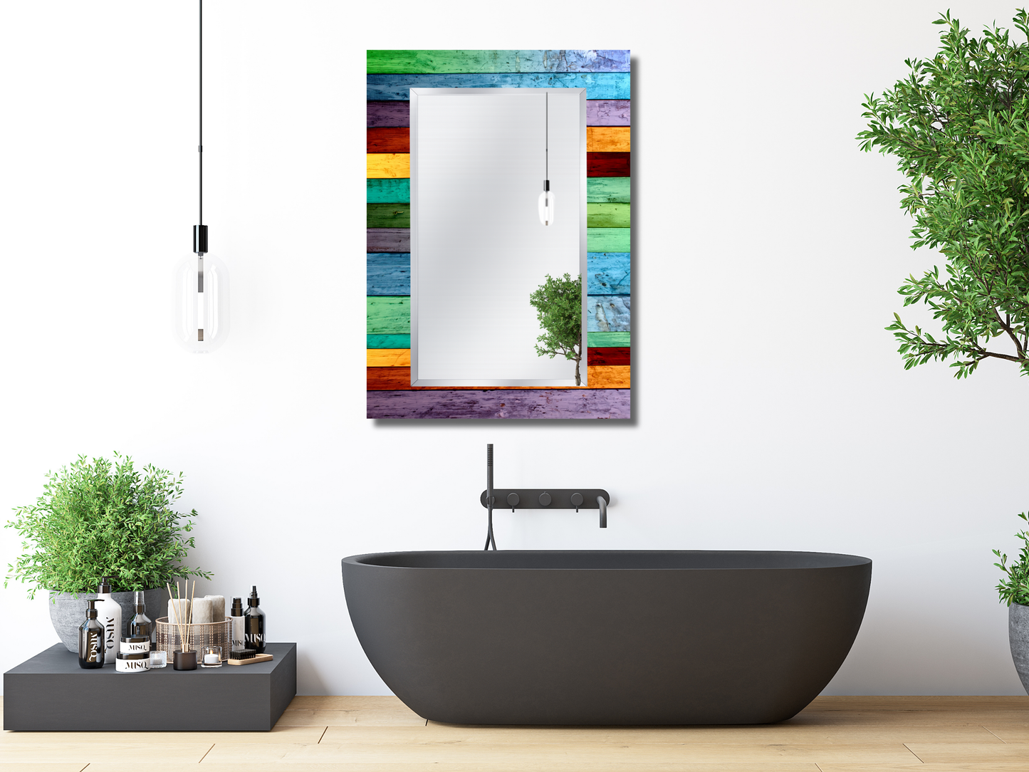 Renkli Desenli Ayna - Modern Tasarım Boy Aynası - Banyo Aynası - Antre&Hol Aynası - Duvar Dekoru