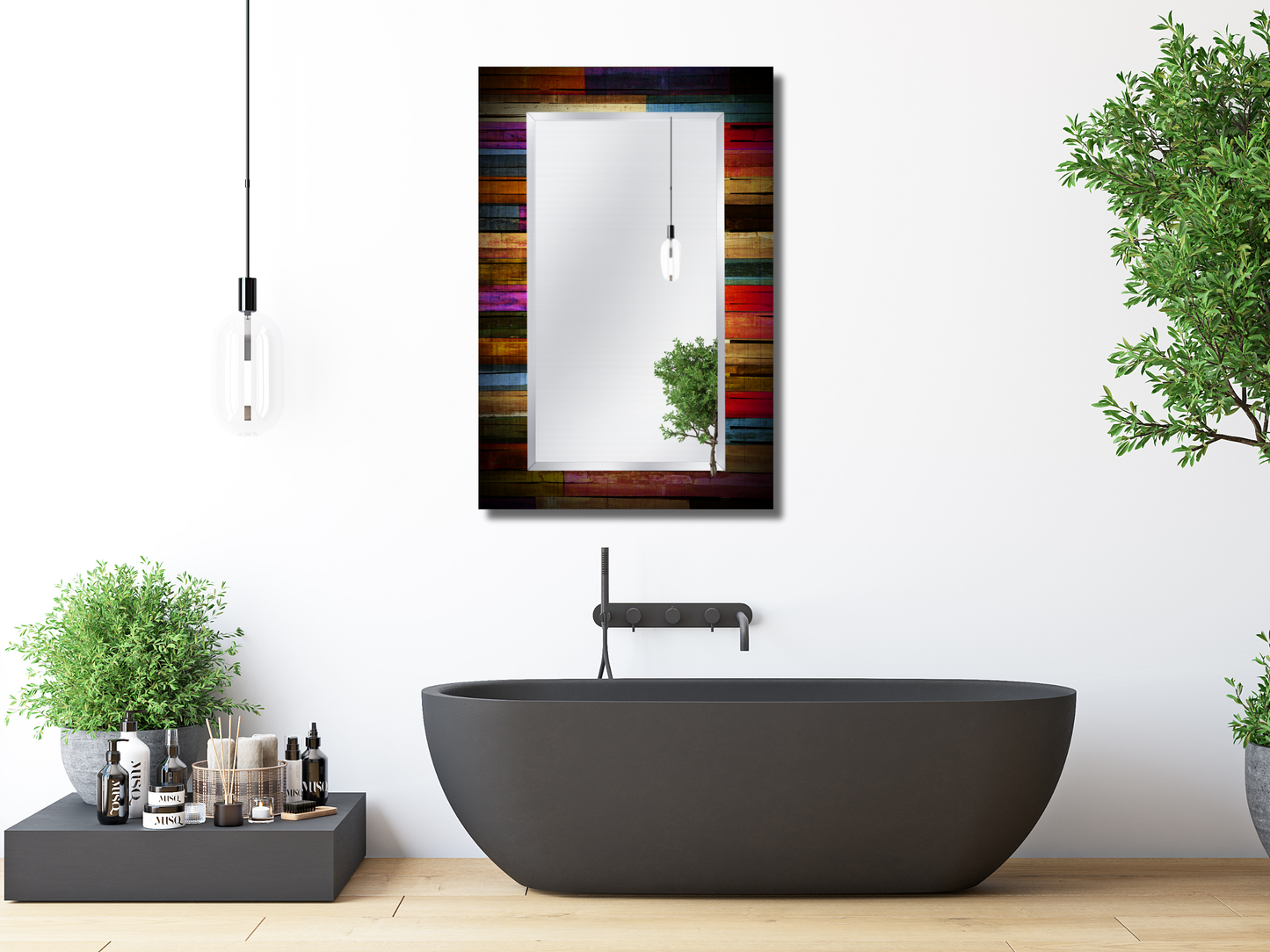 Renkli Desenli Ayna - Modern Tasarım Boy Aynası - Banyo Aynası - Antre&Hol Aynası