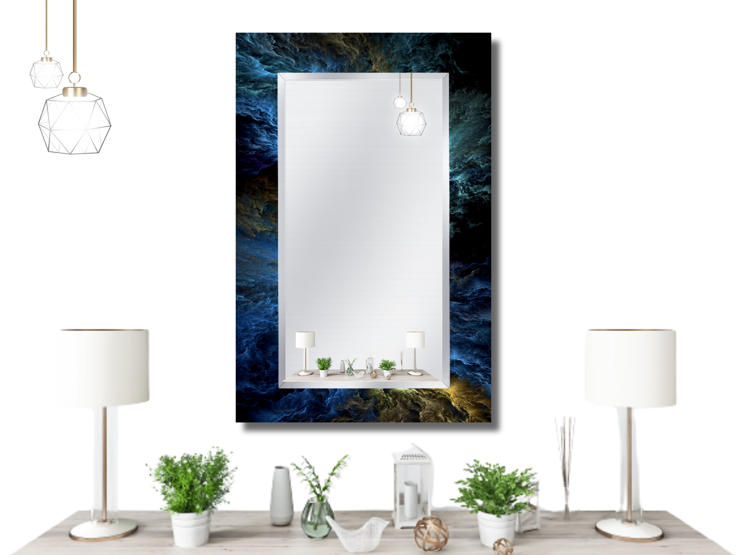 Soyut Desenli Ayna - Modern Tasarım Boy Aynası - Banyo Aynası - Yatak Odası Aynası