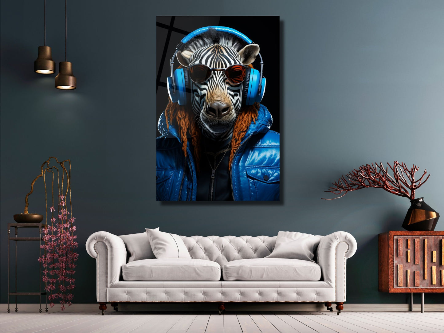 Pop Art Zebra Tasarımlı Cam Tablo - Dekoratif Tablo - Modern Ev ve Ofis Dekoru