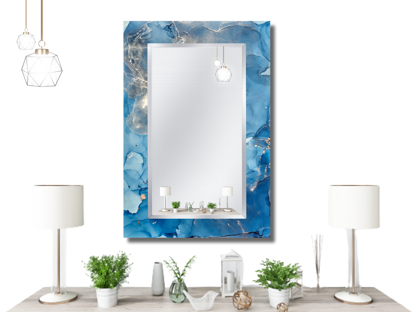 Dekoratif Mermer Desenli Ayna - Modern Tasarım Ayna - Antre&Banyo Aynası