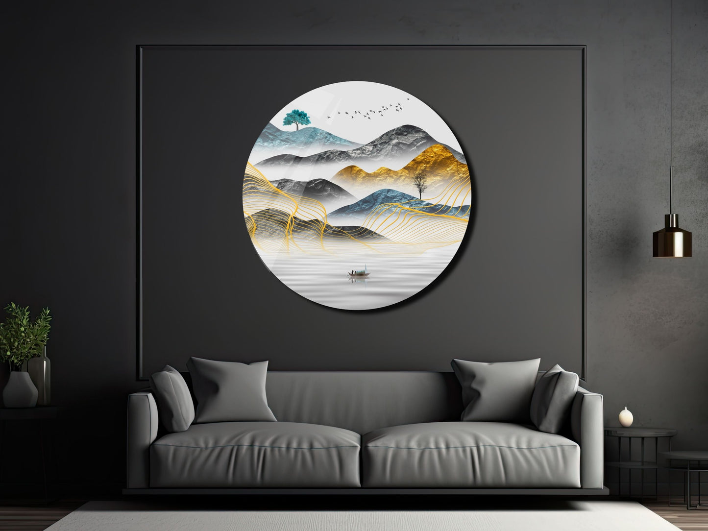 Modern Minimalist Duvar Tablosu - Manzara Cam Tablo