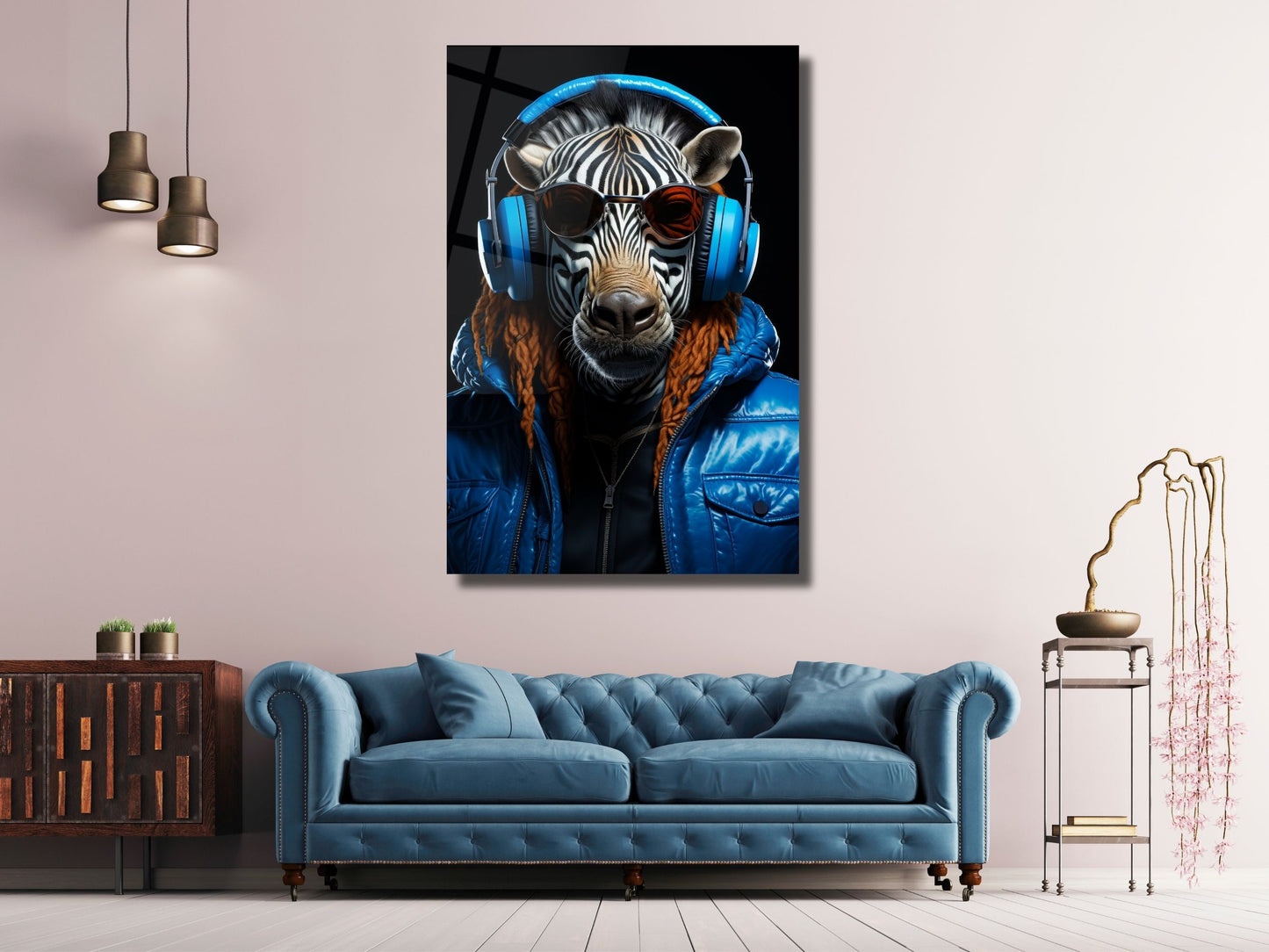 Pop Art Zebra Tasarımlı Cam Tablo - Dekoratif Tablo - Modern Ev ve Ofis Dekoru