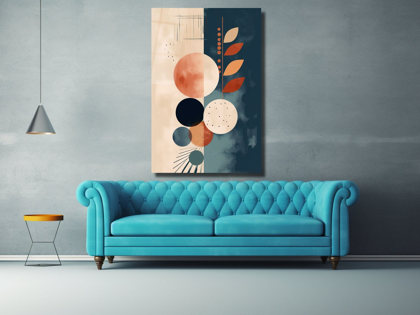 Minimalist Geometrik Desenli Cam Tablo – Modern Soyut Duvar Dekoru