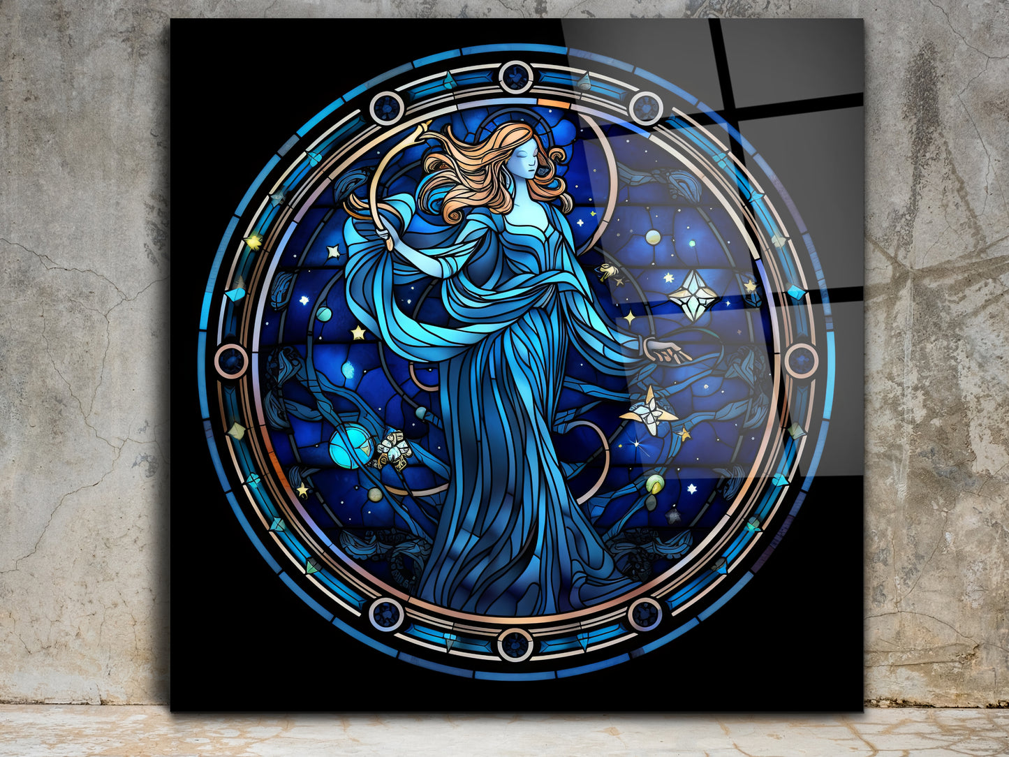 Zodyak Başak Burcu Sembolü Cam Tablo - Astrolojik & Spiritüel Duvar Dekoru - Burç Temalı Dekorasyon