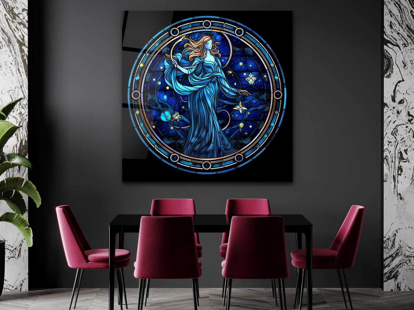 Zodyak Başak Burcu Sembolü Cam Tablo - Astrolojik & Spiritüel Duvar Dekoru - Burç Temalı Dekorasyon