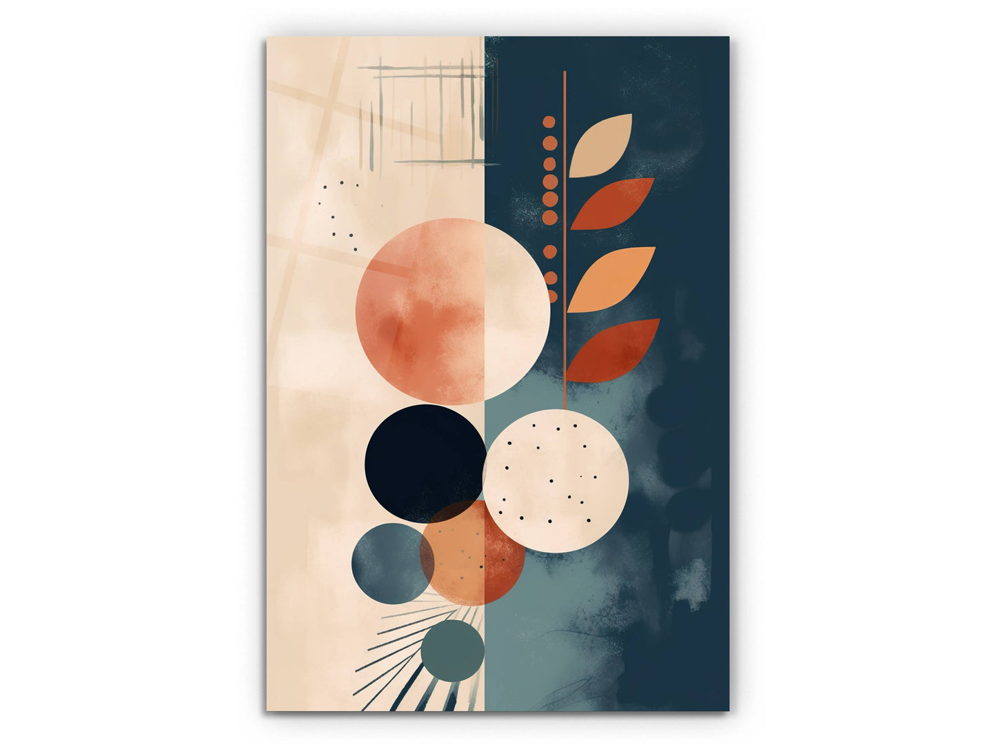 Minimalist Geometrik Desenli Cam Tablo – Modern Soyut Duvar Dekoru