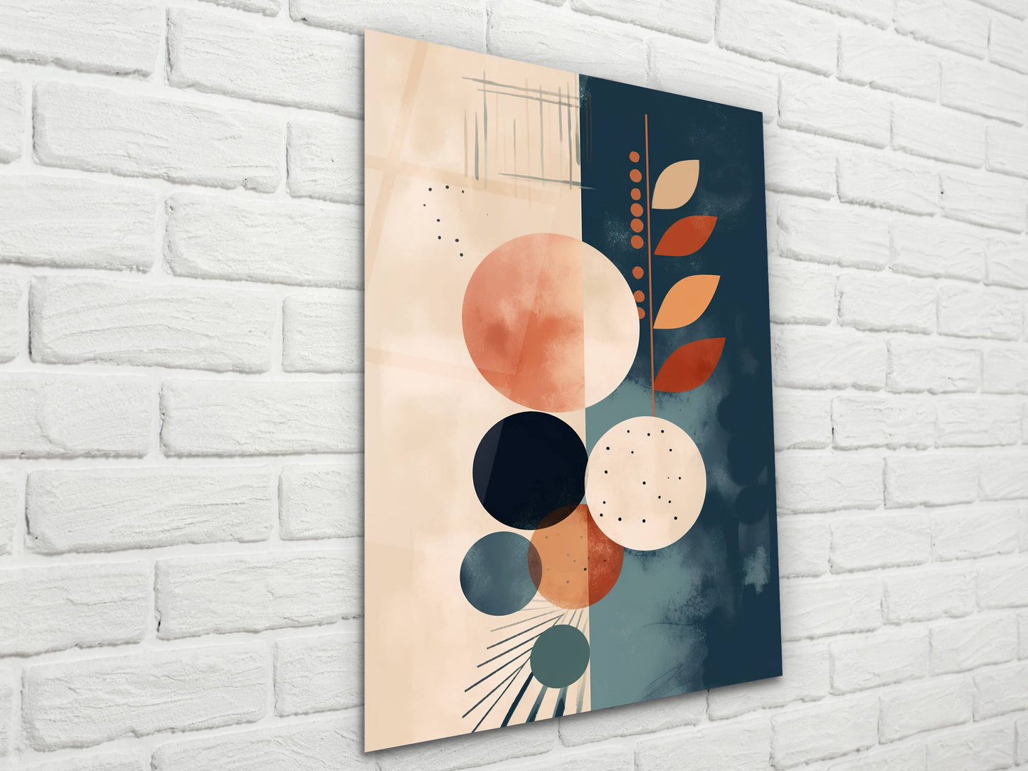 Minimalist Geometrik Desenli Cam Tablo – Modern Soyut Duvar Dekoru