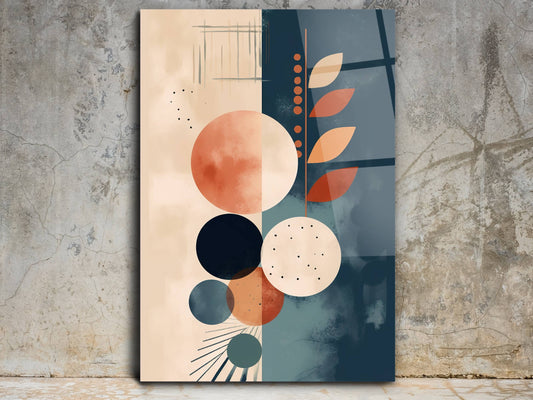 Minimalist Geometrik Desenli Cam Tablo – Modern Soyut Duvar Dekoru