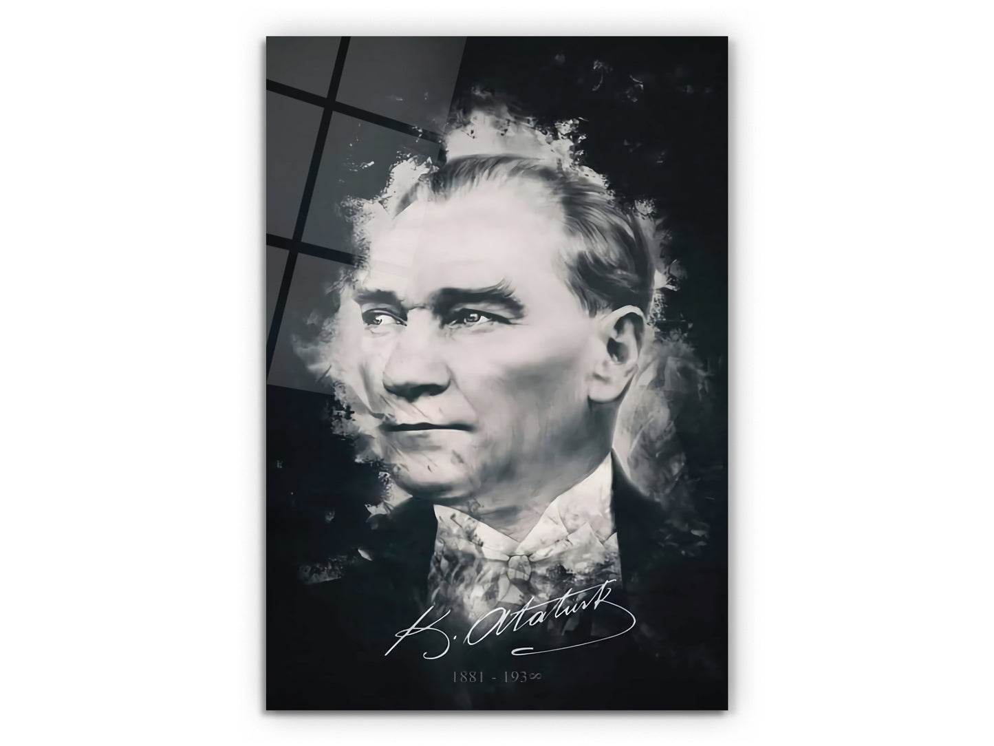 Atatürk Cam Tablo – Nostaljik Atatürk Tablosu - Modern Ev ve Ofis Dekoru
