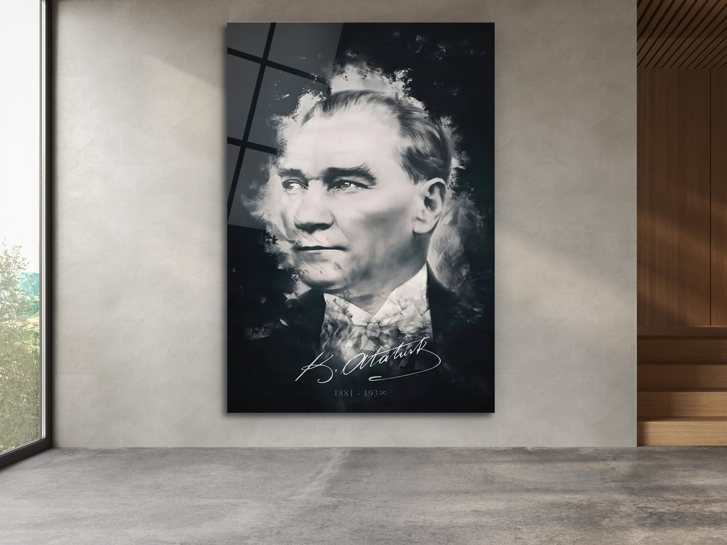 Atatürk Cam Tablo – Nostaljik Atatürk Tablosu - Modern Ev ve Ofis Dekoru