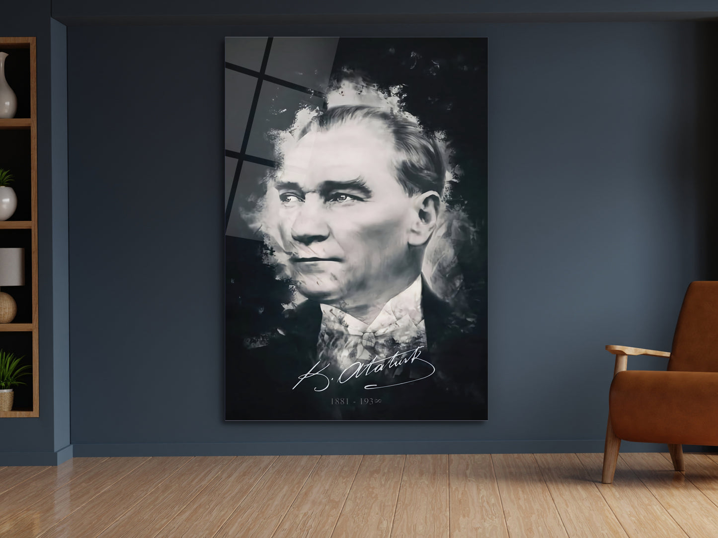 Atatürk Cam Tablo – Nostaljik Atatürk Tablosu - Modern Ev ve Ofis Dekoru