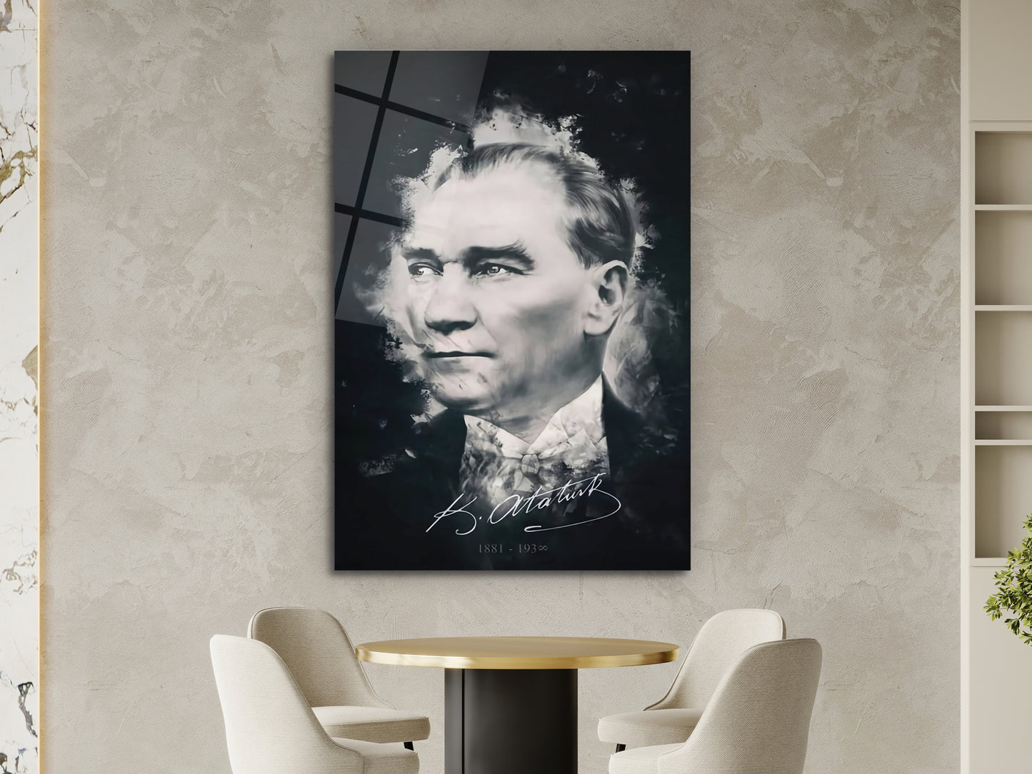 Atatürk Cam Tablo – Nostaljik Atatürk Tablosu - Modern Ev ve Ofis Dekoru