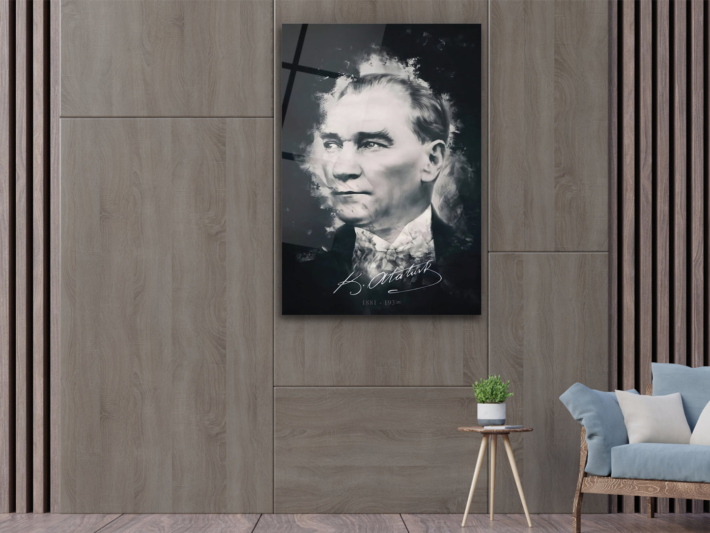 Atatürk Cam Tablo – Nostaljik Atatürk Tablosu - Modern Ev ve Ofis Dekoru
