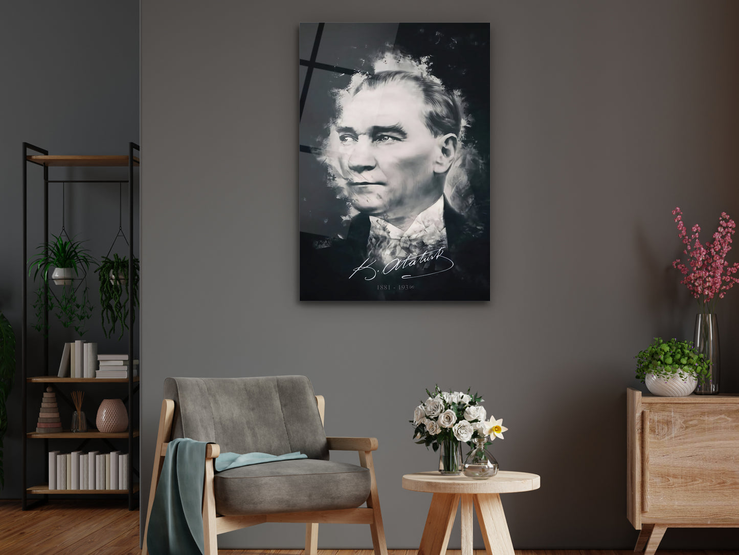 Atatürk Cam Tablo – Nostaljik Atatürk Tablosu - Modern Ev ve Ofis Dekoru