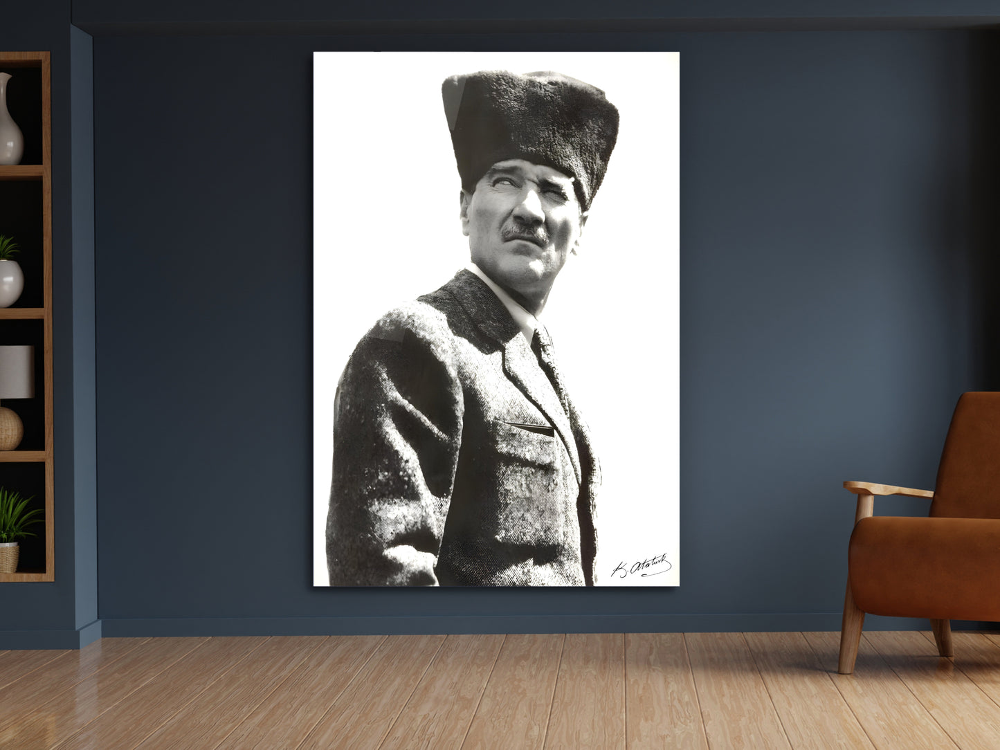 Siyah Beyaz Atatürk Cam Tablo – Nostaljik Atatürk Tablosu - Modern Ev ve Ofis Dekoru