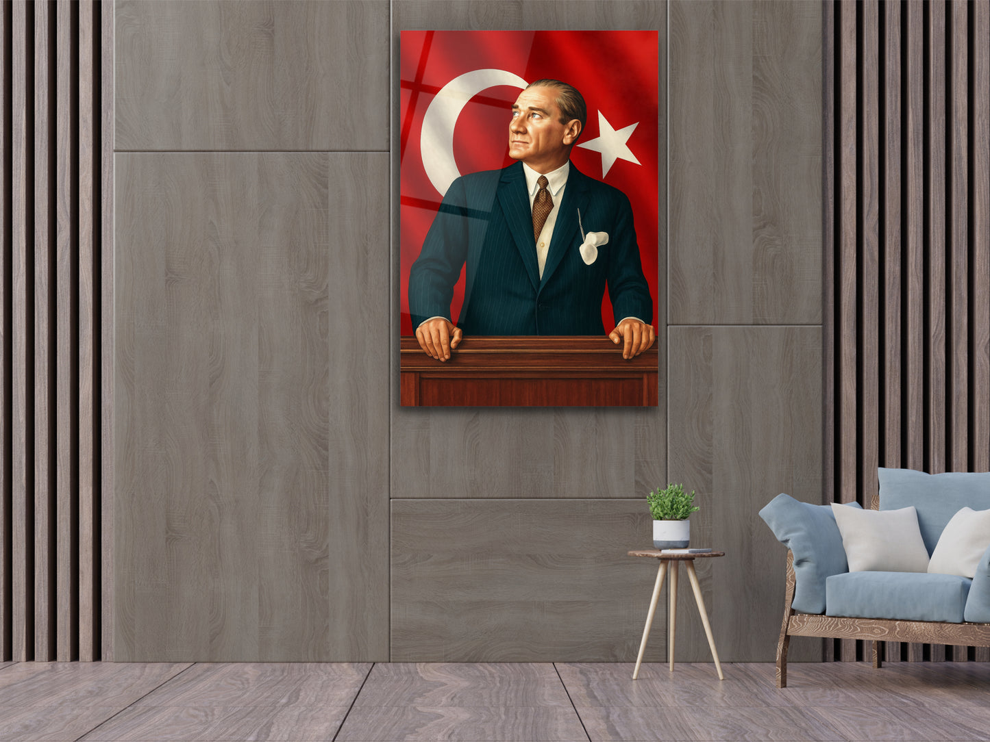 Türk Bayrağı ve Atatürk Tablosu - Ev ve Ofis Dekorasyonu