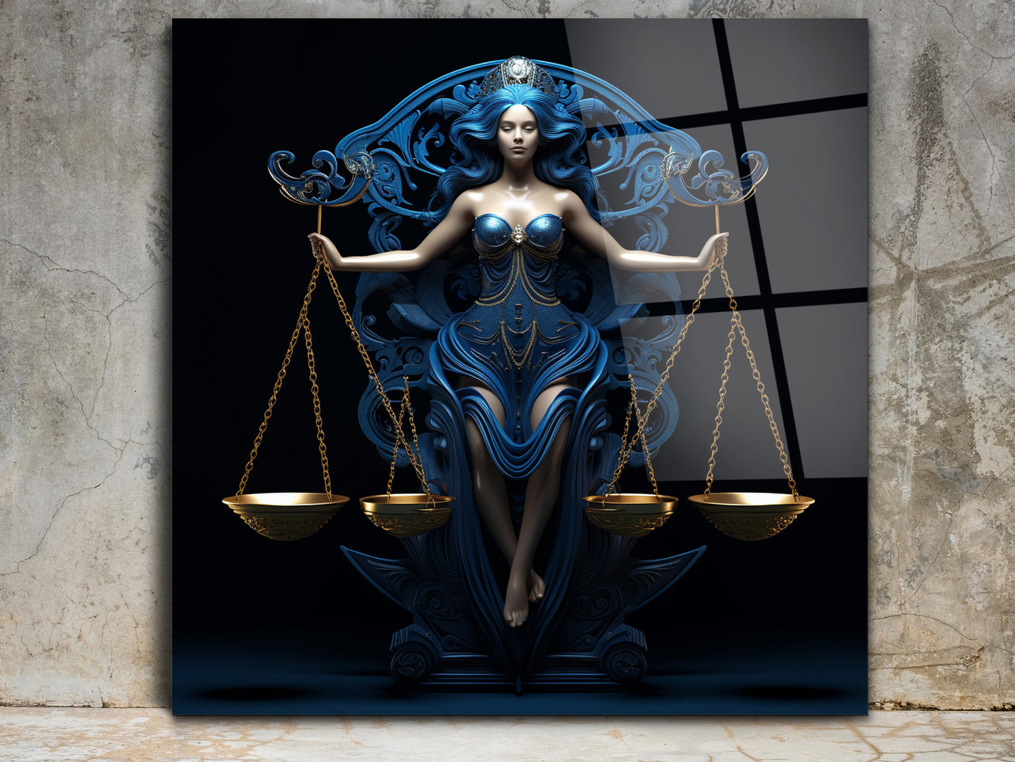 Zodyak Terazi Burcu Sembolü Cam Tablo - Astrolojik & Spiritüel Duvar Dekoru - Burç Temalı Dekorasyon