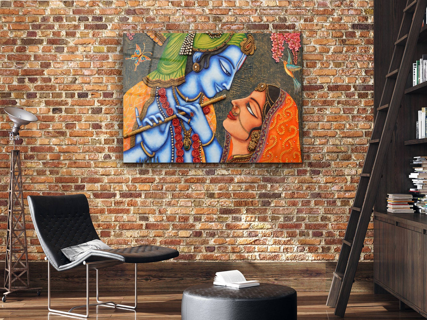 Lord Krishna Radha Cam Tablo - Dekoratif Tablo