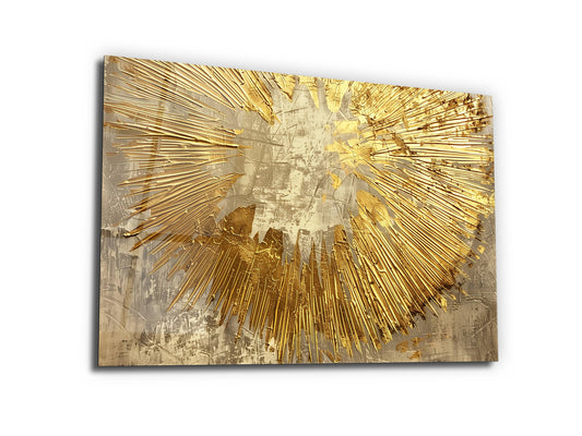 Soyut Gold Desen Cam Tablo - Dekoratif Tablo