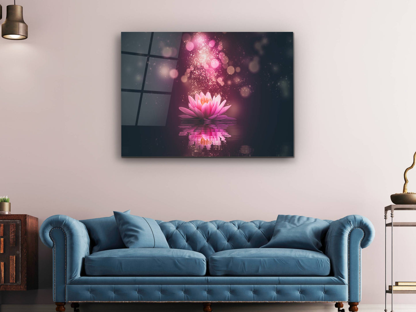 Lotus Çiçeği Cam Tablo – Ruhsal Uyanış Spiritüel Dekoratif Tablo