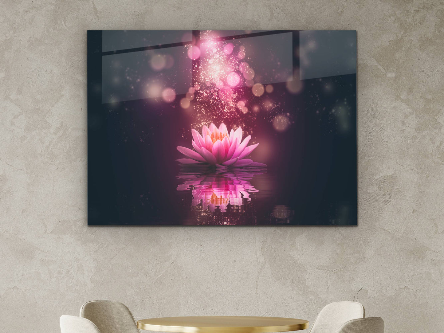 Lotus Çiçeği Cam Tablo – Ruhsal Uyanış Spiritüel Dekoratif Tablo