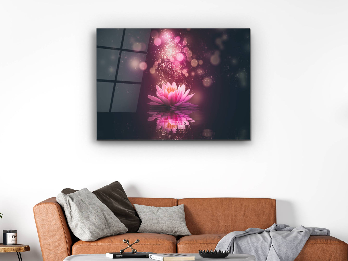 Lotus Çiçeği Cam Tablo – Ruhsal Uyanış Spiritüel Dekoratif Tablo