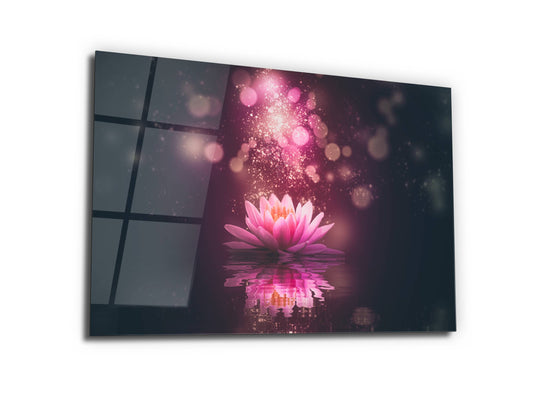Lotus Çiçeği Cam Tablo – Ruhsal Uyanış Spiritüel Dekoratif Tablo
