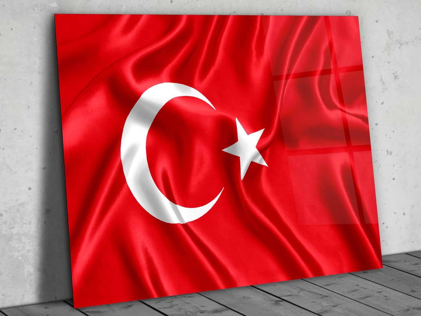 Türk Bayrağı Cam Tablo - Ay Yıldız Dekoratif Ev ve Ofis Tablosu