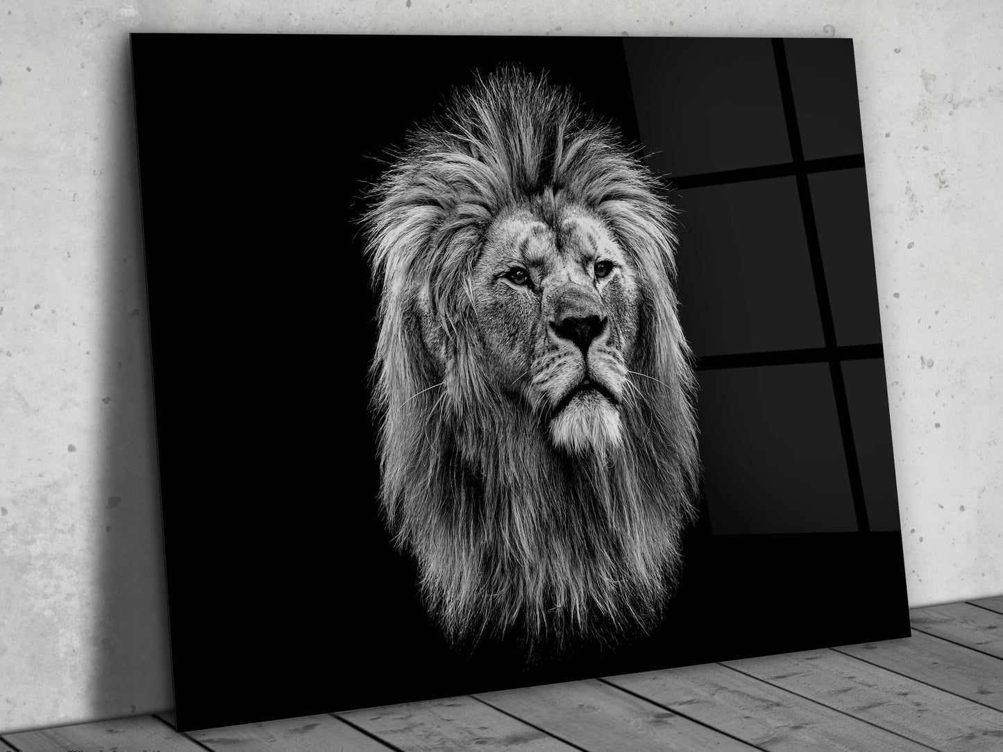Aslan Cam Tablo - Aslan Portresi Duvar Tablosu