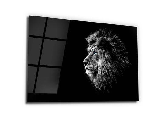 Mavi Gözlü Aslan Cam Tablo –  Aslan Duvar Dekoru